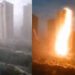 ¿Un rayo golpeó la línea eléctrica en China o fue un ovni?