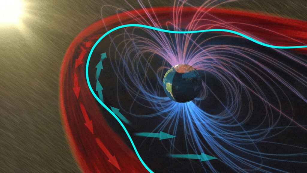 Descubren qué sucede cuando el viento solar golpea la ‘burbuja’ magnética de la Tierra