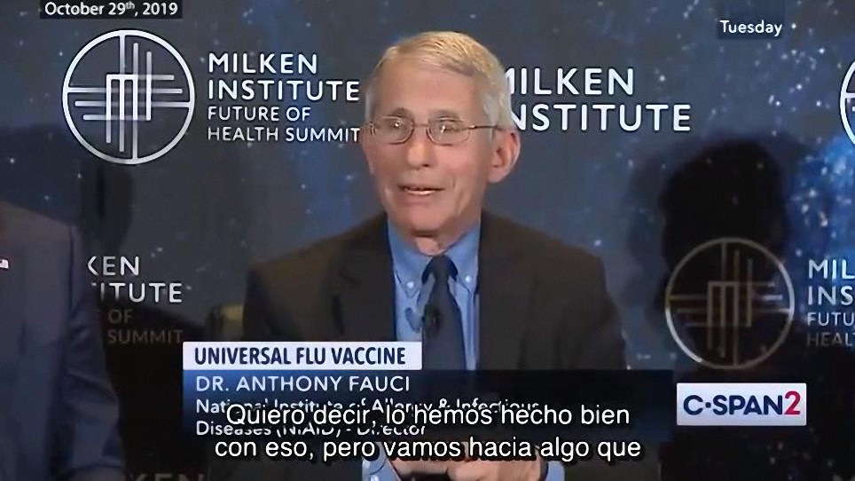 Fauci dice en octubre 2019 que gracias a un «evento inesperado» conseguirían implantar la vacuna ARN obligatoria