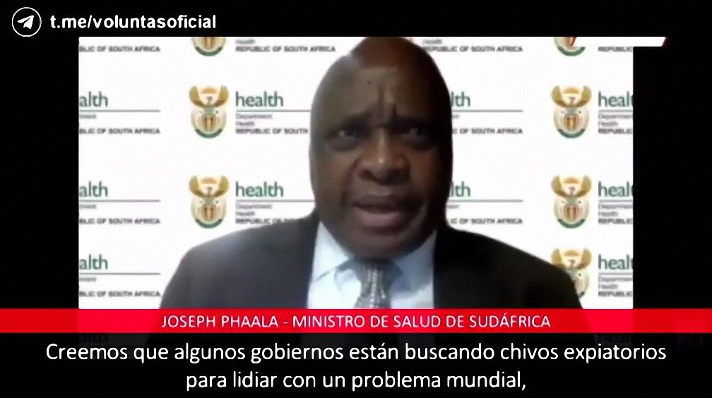 Ministro de Salud de Sudáfrica, Joe Phaala, denuncia medidas por variante «Ómicron» son exageradas