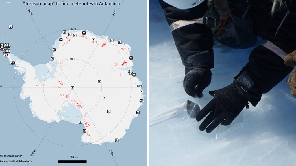 Crean un ‘mapa del tesoro’ que calcula que hay hasta 300.000 meteoritos sin descubrir en los campos de hielo de la Antártida