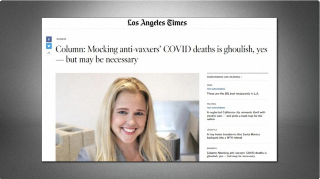 Un columnista de Los Angeles Times dice que burlarse de las muertes de los ‘antivacunas’ es «necesario»