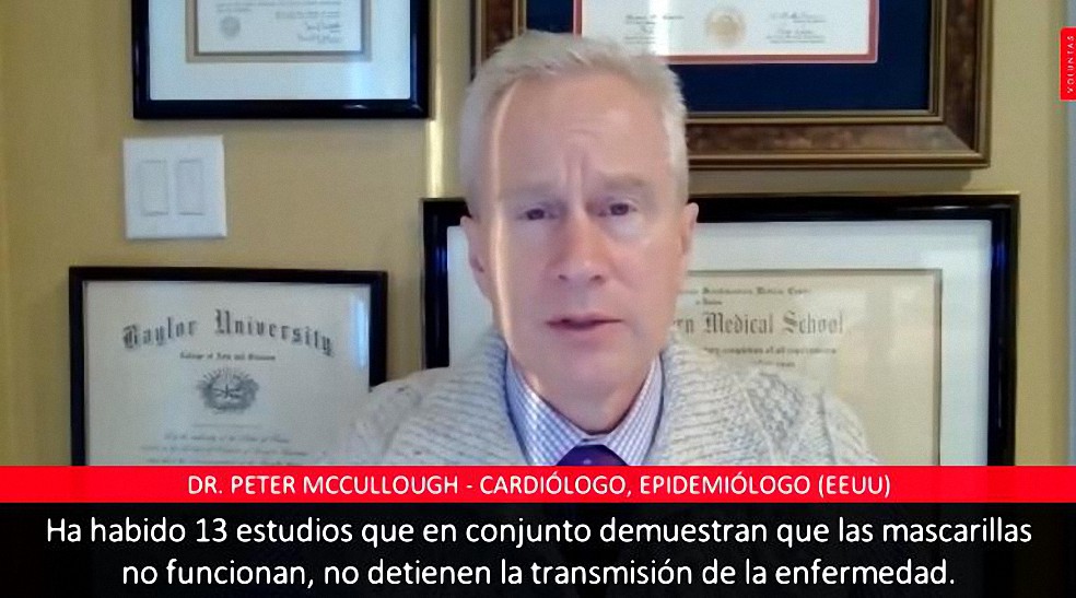 Dr. Peter McCullough sobre la inutilidad de las mascarillas