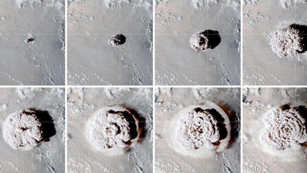 La erupción del volcán de Tonga generó la columna de ceniza más alta jamás capturada por satélite