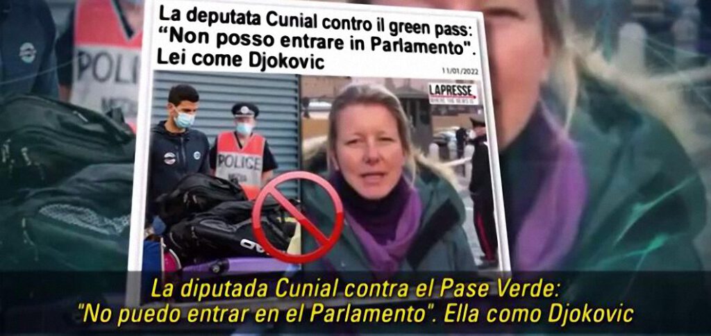 Diputada Sara Cunial ¡Contra la dictadura del Green Pass en Italia, desobediencia civil!