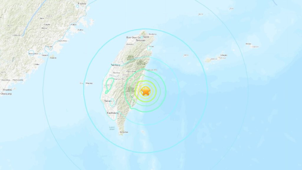 Se registra un sismo de magnitud 6,6 cerca de las costas de Taiwán