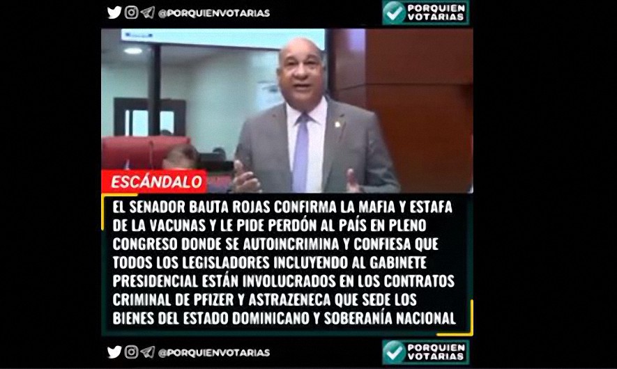 Senador Dominicano Reconoce la Estafa de la Vacunación Covid