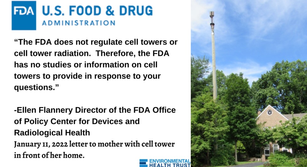 Director de la FDA: “La FDA no regula las torres celulares ni la radiación de las torres celulares” y “no tiene estudios ni información sobre las torres celulares…”