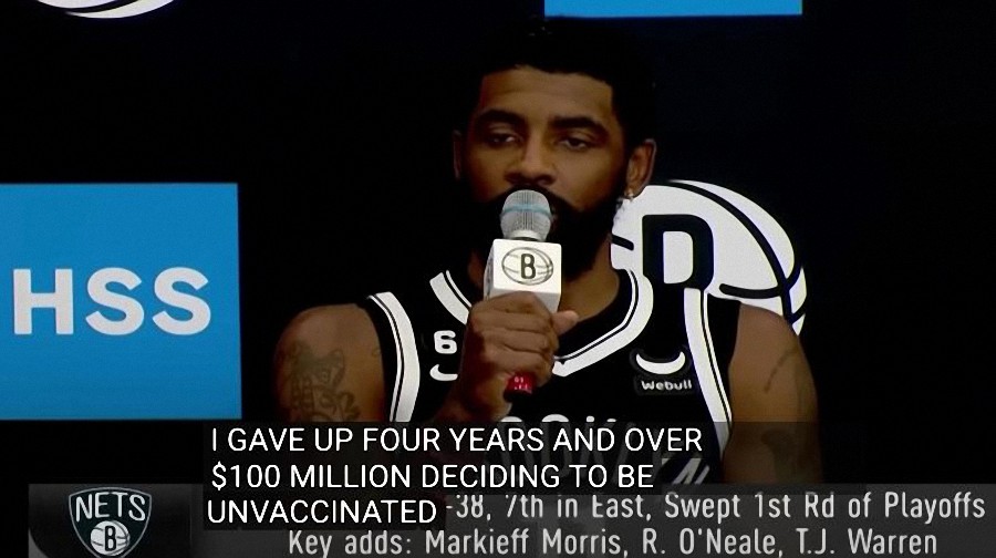 La estrella de la NBA Kyrie Irving dice que perdió 100 millones de dólares, extensión de 4 años por rechazar la vacuna Covid