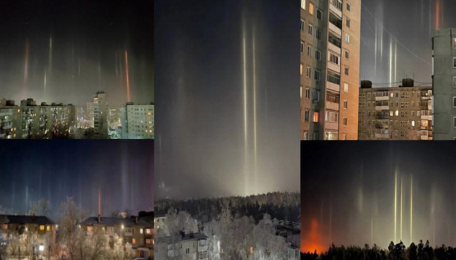 Pilares de luz aparecieron en el cielo sobre Dzerzhinsk (Rusia)